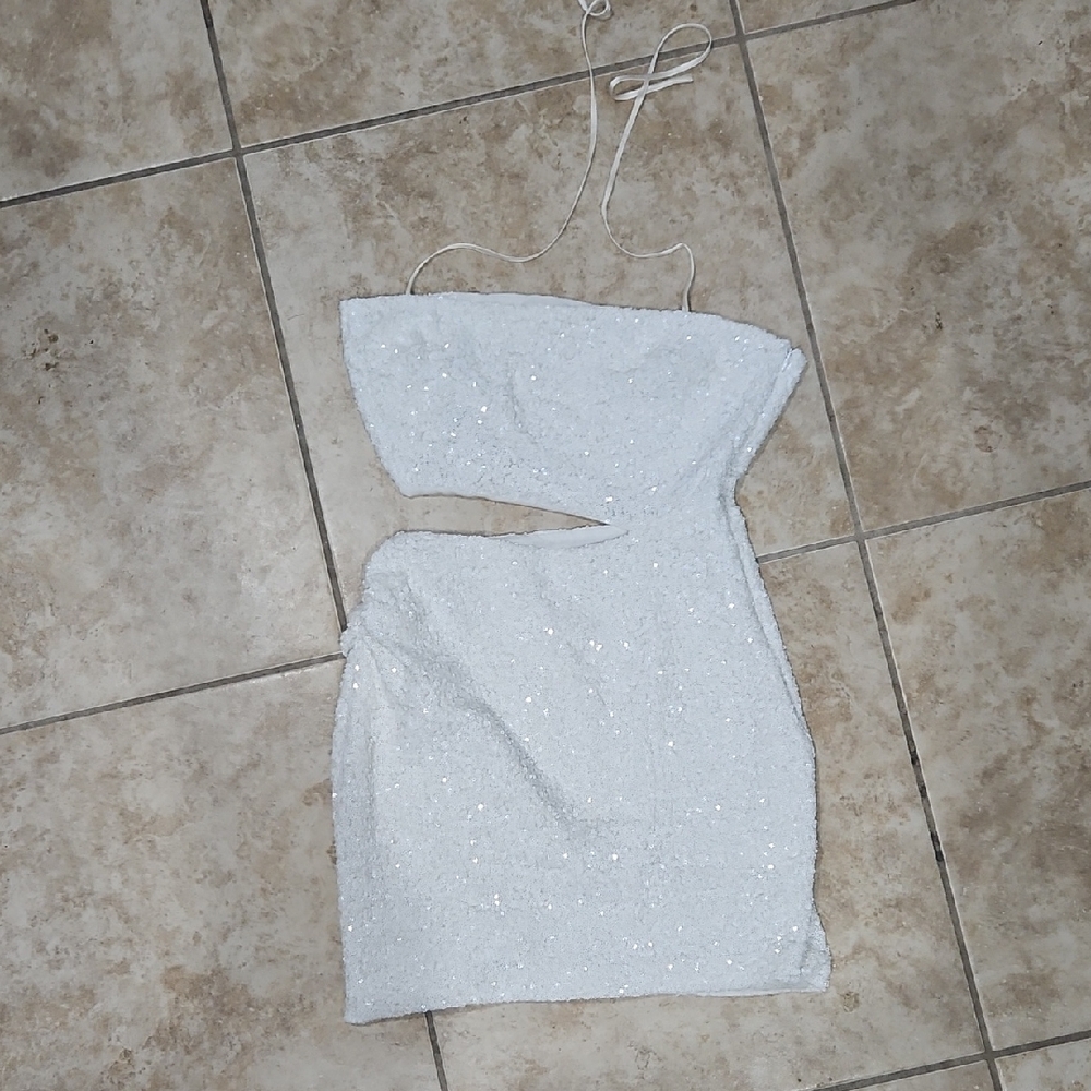 Amanda Uprichard White Sequin Dress